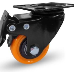 Rodachina 2" Plataforma Giratoria Con Freno NARANJA/GRIS IMSA