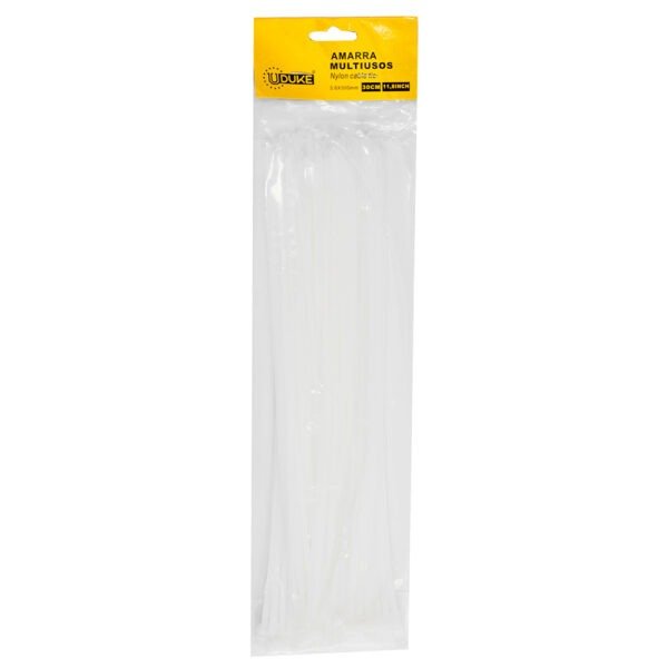 Amarras Plasticas 12"x 3.6mm Blanca (100 Unidades) HOPEX