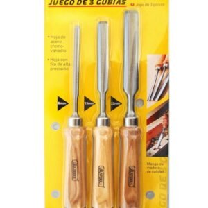 Formones Curvos 3 Piezas 8+15+22 mm Cabo Madera UYUSTOOLS