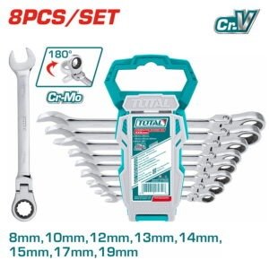 Llaves Mixtas 8MM - 19MM Tipo Ratchet 9 Piezas Flexibles THT102RK586 TOTAL