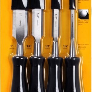 Formones Planos 4 Piezas 1/4" + 1/2" + 3/4" + 1" Cabo Plástico FMP4PC UYUSTOOLS