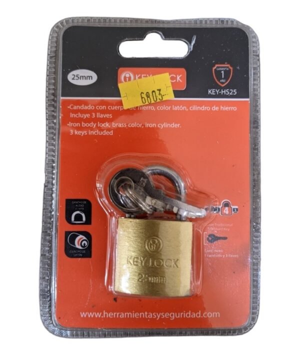 Candado 25MM Dorado KEY-HS25 KEY LOCK