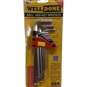 Llaves Allen MM 1.5 - 10 (9 Piezas) Largas Tipo Bola WELLDONE