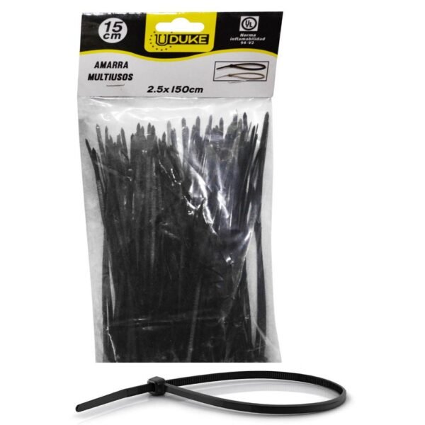 Amarras Plásticas 6" x 2.5mm NEGRA (100 Unidades)