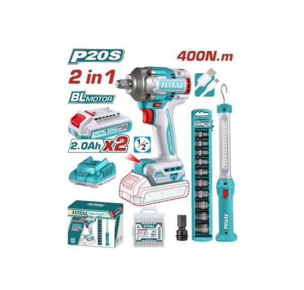 Llave De Impacto 1/2" Inalámbrica 20V Combo TOTAL