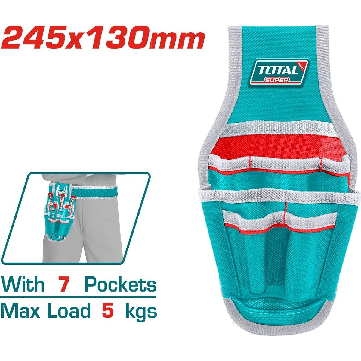 Cinturón Porta Herramientas de 7 Bolsillos THT16P40125 TOTAL 1 Cinturón Porta Herramientas de 7 Bolsillos THT16P40125 TOTAL
