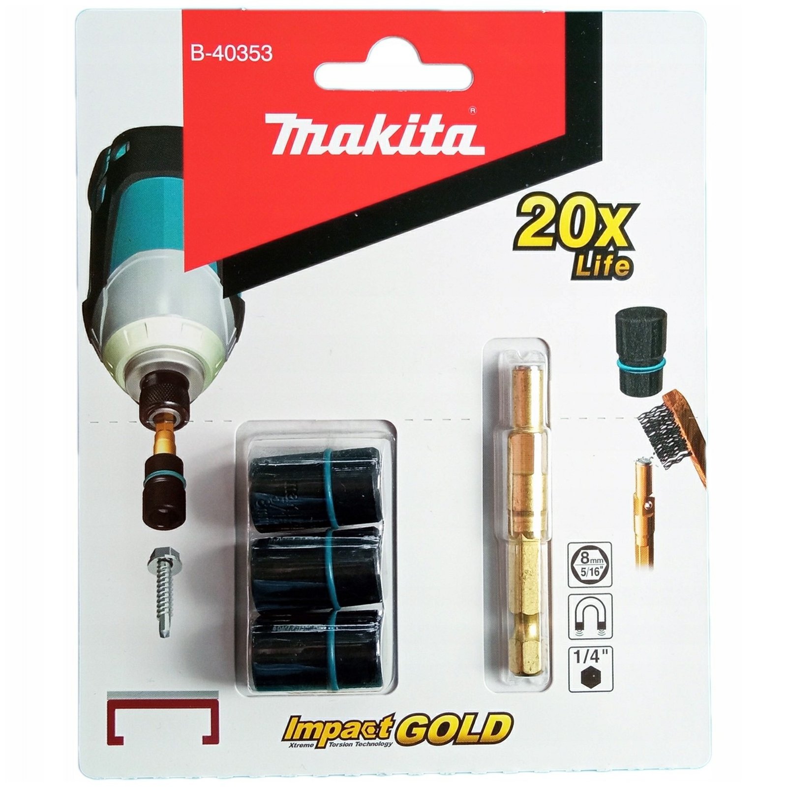 Copa Tornillo 5/16" Magnética x 3 Piezas B-40353 MAKITA 1 Copa Tornillo 5/16" Magnética x 3 Piezas B-40353 MAKITA