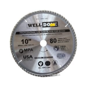 Sierra Circular 10" x 80 Dientes Tungsteno Madera CWS-1080 WELLDONE