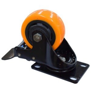 Rodachina 3″ Plataforma Giratoria Con Freno NARANJA