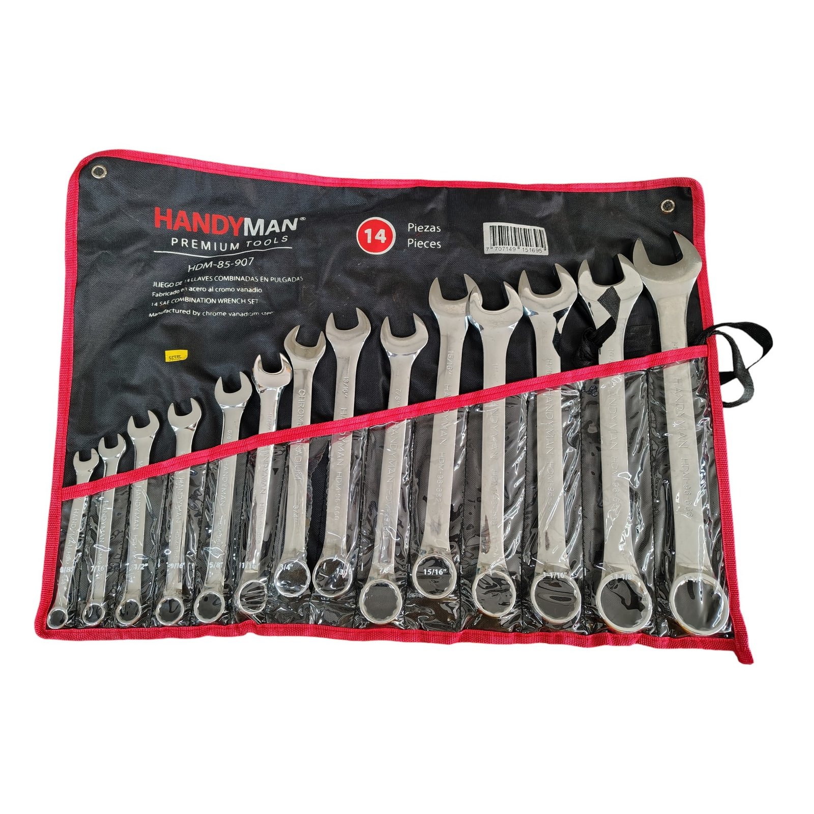 Llaves Mixtas Pulg 3/8" A 1-1/4" 14 Piezas HDM-85-907 HANDYMAN 1 Llaves Mixtas Pulg 3/8" A 1-1/4" 14 Piezas HDM-85-907 HANDYMAN