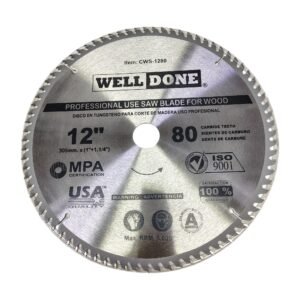 Sierra Circular 12″ x 80 Dientes Tungsteno Madera CWS-1280 WELLDONE