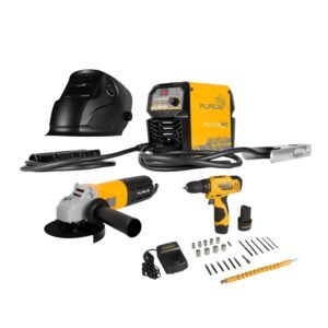 Soldador Multiproceso 115A + Pulidora FG71 + Taladro FCD12K + Careta CSVM401 + Soldadura Combo FURIUS