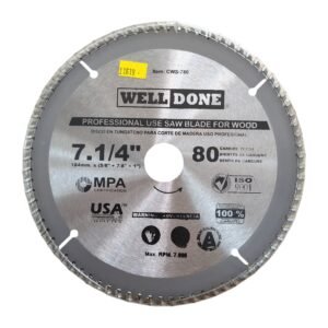 Sierra Circular 7-1/4″ x 80 Dientes Tungsteno Madera CWS-780 WELLDONE