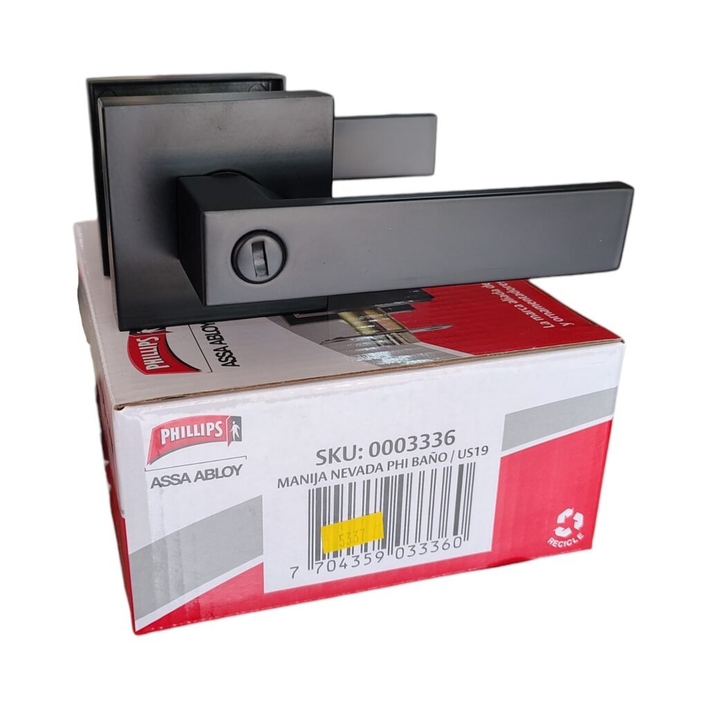 Ferretería Levallejo AZ 8 Cerradura Para Baño Negro Manija Nevada Y3336 PHILLIPS
